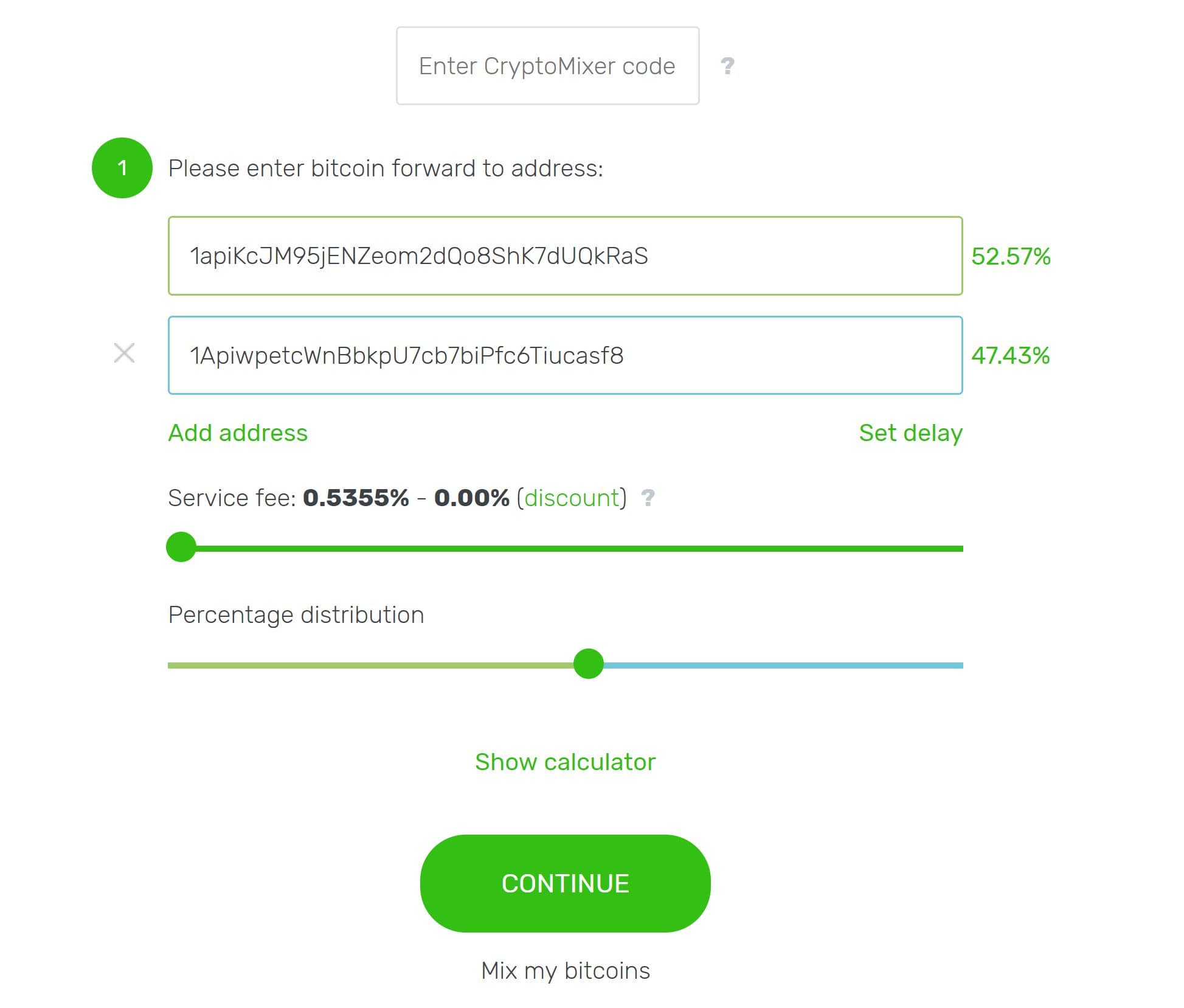 Bitcoin mixer landing page
