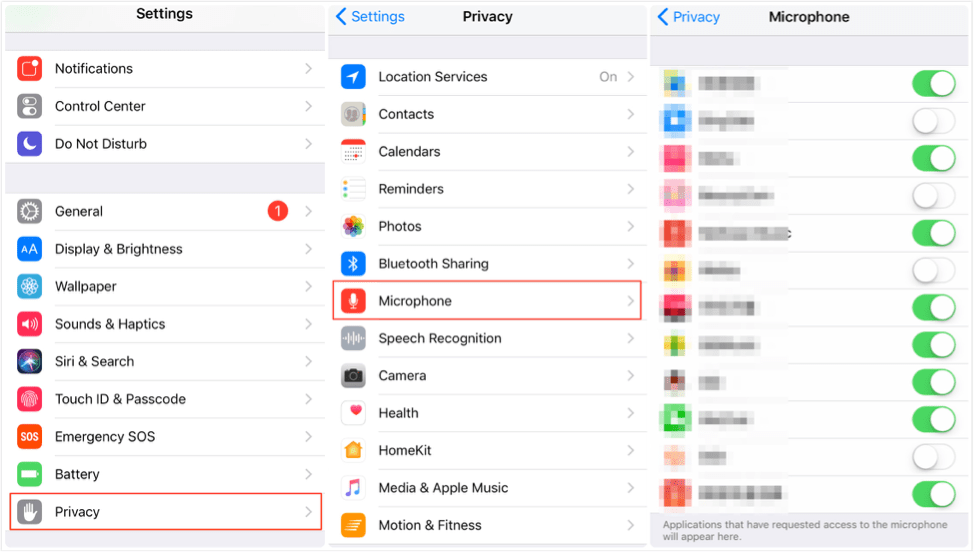 Disable the microphone access for the applications