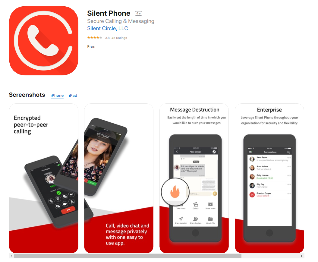 Silent Phone app