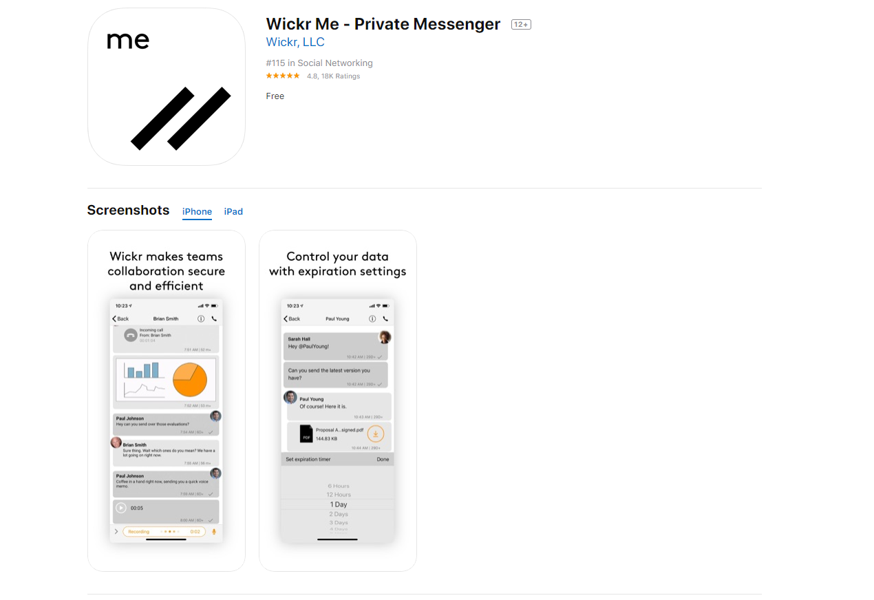 Wickr Me app 