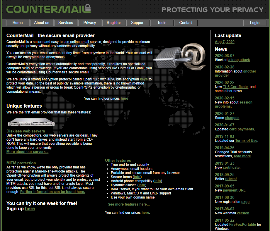 Countermail homepage